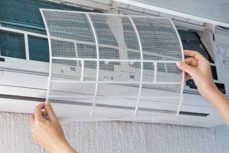 Changing air filter in ductless air conditioner