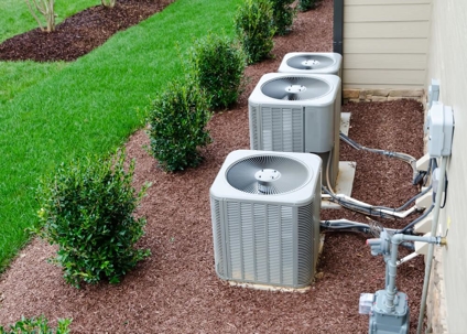 air conditioners outside townhomes